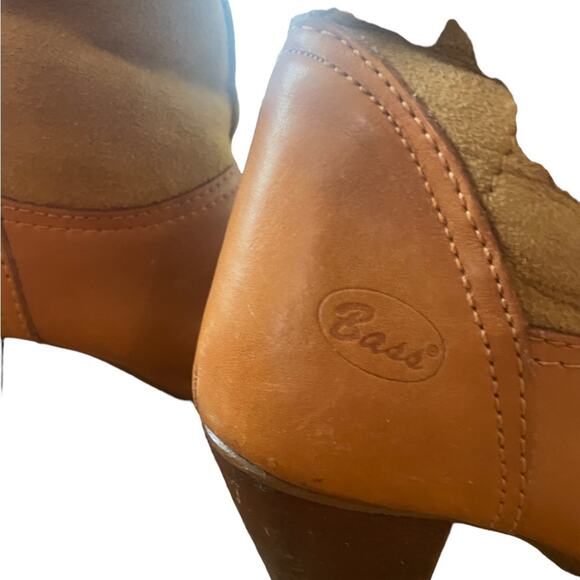 Vintage 70s Bass Brown Leather Shearling Interior Heeled Boot Boho Snow size 8 - Picture 8 of 11